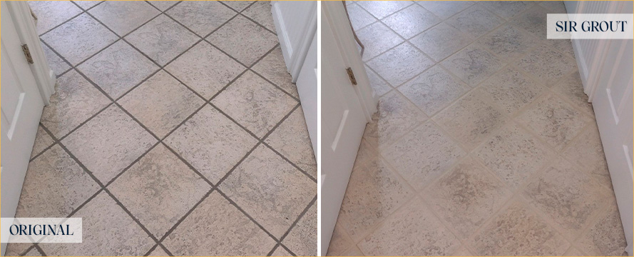 Floor Before and After a Flawless Grout Sealing in New Fairfield, CT