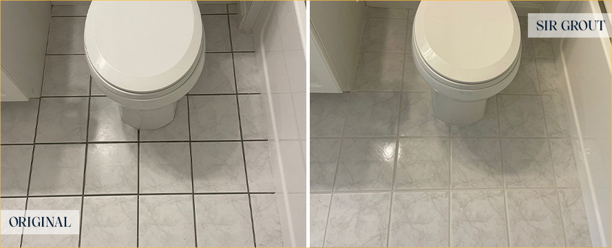 Bathroom Floor Before and After a Flawless Grout Cleaning in Washington, CT