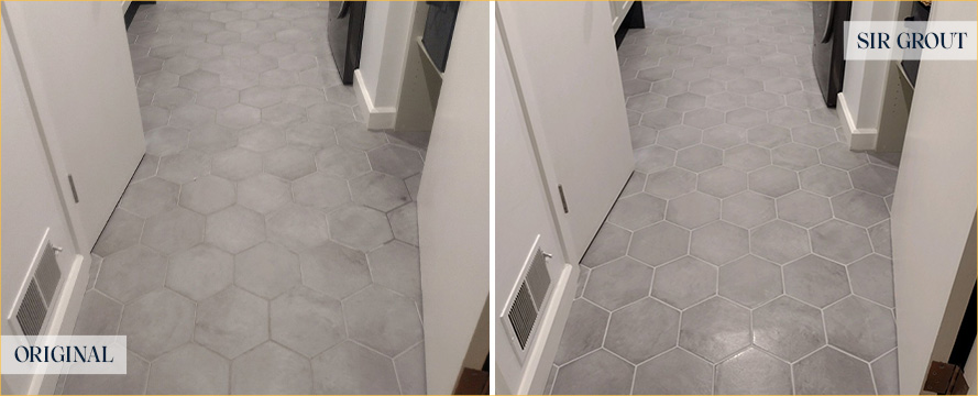 Floor Before and After a Flawless Grout Sealing in Greenwich, CT